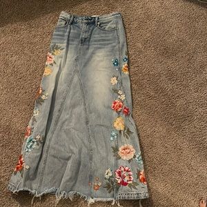Free People x Driftwood denim maxi skirt sz 24
